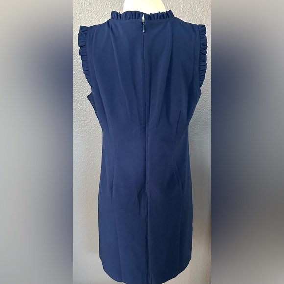 J.Crew Factory Ruffleneck Suit Dress, Navy Blue Work Dress, Business Casual NWT - Picture 4 of 15